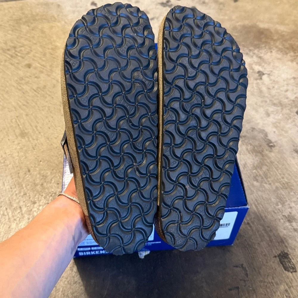 Birkenstock womens Taupe Suede Clogs with Braided Strap - Picture 5 of 5